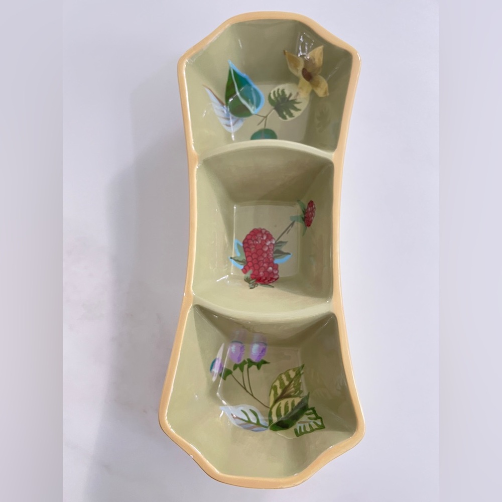 Tracy Porter ceramic 3 section tray The Sweet Cecily collection hand painted